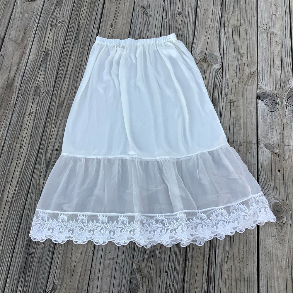 Cottage core style Skirt Bride Under Slip Lace Ruffles Skirt rhinestone Lace!